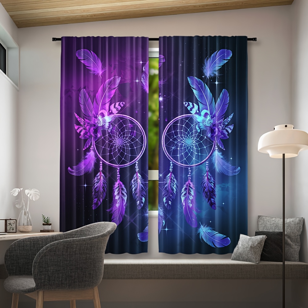 Purple Dreamcatcher Curtains F - Interior Design Of Cafe 评论和价格