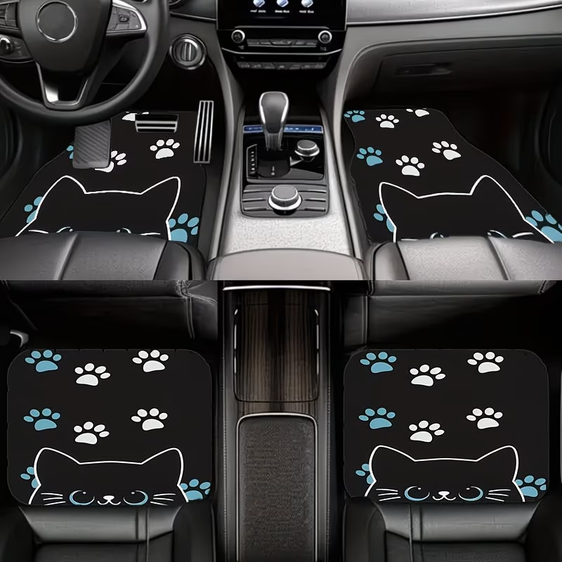 4Pc Car Floor Mats - Cute Cat  - Interior Design Style Quiz 评论和价格
