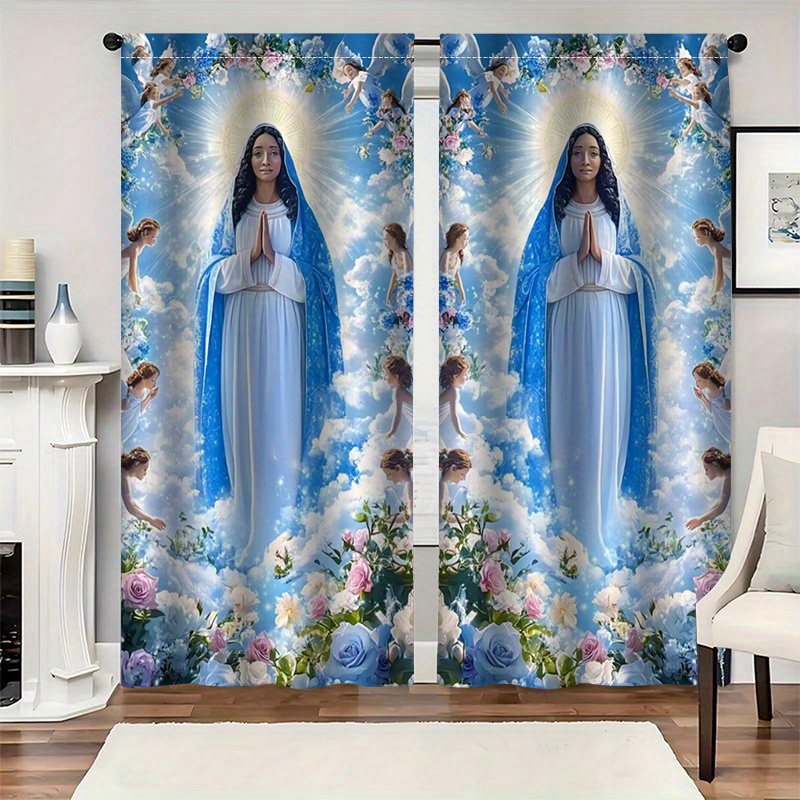 Virgin Mary Curtains Religious - Interior Design Of Cafe 评论和价格