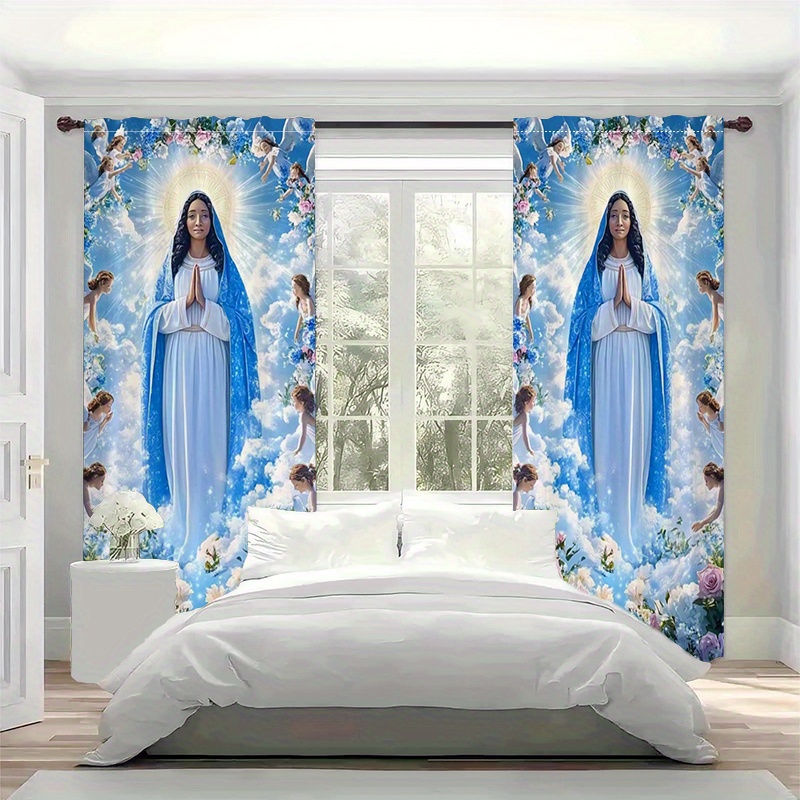Virgin Mary Curtains Religious - Interior Design Of Cafe 评论和价格