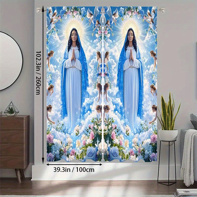 Virgin Mary Curtains Religious - Interior Design Of Cafe 评论和价格